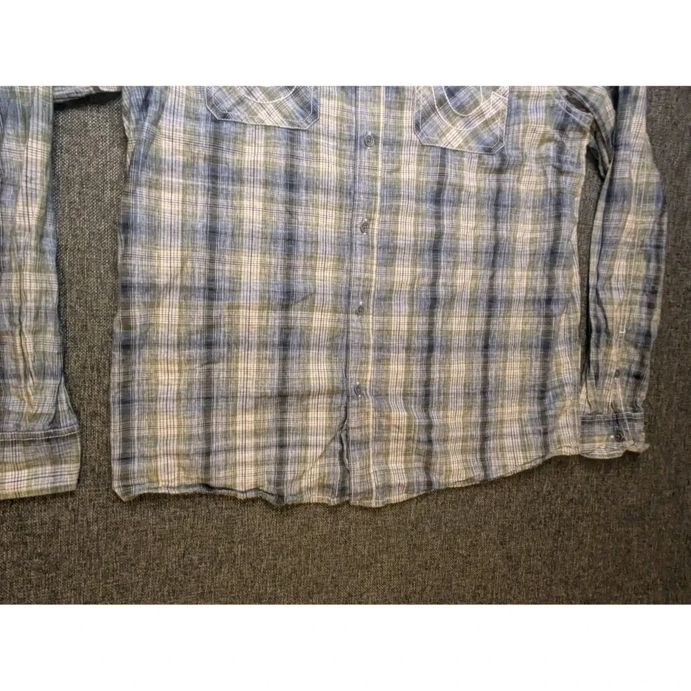 True Religion Button Up Shirt Mens Large Plaid Western Cowboy Collared L Tee